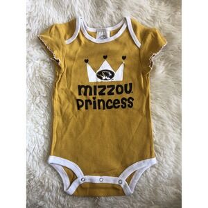 Missouri  Tigers Rivalry Threads Baby Bodysuit 6-9 Months Gold Mizzou Princess